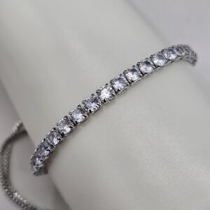 Swarovski Crystal Elements Silver Slide Tennis Bracelet Prom Bridal Formal